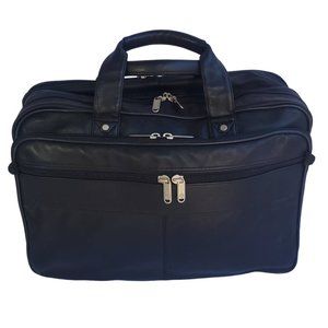 Black Leather ALDA Briefcase Satchel Laptop Bag Messenger Preacher Attorney